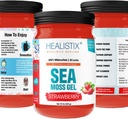 Healistix Strawberry Irish Sea Moss Gel (20 Sabores) - Wildcrafted Seamoss Gel, Empaquetado con 92 Vitaminas - Superfood for Immune Support, Non-GMO, Keto, Vegan