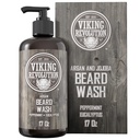 Beard Wash Shampoo w/Argan & Jojoba Oils - Softens & Strengthenings - Natural Peppermint and Eucalyptus Scent - Beard Shampoo w/Beard Oil (17 oz Shampoo)