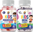 SUNNY SAM Iron Gummies for Kids &amp; Magnesium Gummies for Kids &amp; Adults - 500mg - Calm Magnesium Chews - Magnesium Citrate Chewable Supplement for Mood &amp; Muscle Support