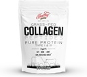 HEARTHY FOODS Collagen Powder - 18g Protein - Pure Halal Collagen Peptides Grass Fed Organic Hydrolyzed Powder ← Tipo I y III Unflavoured Keto Friendly Gluten Free No Sugar Non GMO 16 Oz