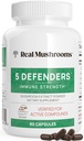 Real Mushrooms 5 Defenders - Complejo de Mushrooms Adaptogénico con Chaga, Reishi, Turquía Tail, Maitake " Shiitake for Wellness Support - Mushroom Beta Glucan Capsules - 90 Conde
