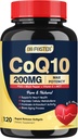 DRFOSTER Coq10 200mg, Coenzyme Q10 para la producción de energía antioxidante, 6X Absorción superior Cq10 con vitamina E " PQ " Black Pepper Extract, Co q 10 Suplemento 120 Servings