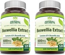 Herbal Secrets Boswellia Serrata Extract (65% Boswellic Acids) 600 mg Capsules Suplemento No-GMO Silencio Gluten Free (120 Silencio 2 Pack)