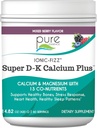 Ionic Fizz Super D-K Calcium Plus por Esencia Pura - con Magnesio Extra, Vitamina D3, Vitamina K2 para Huesos Fuertes y Estrés Soporte - Berry mixto - 14.82oz