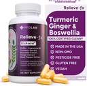 Relieve-fxTM DLPA Boswellia Turmeric y Ginger Suplemento, Stress Relief, Heart, Digestion, Muscle Cramp, Joint, Inflammation Health, Vitamin B6 P5P, Boswellic Acid, Curcumin with Black Pepper - 90ct