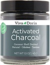 Viva Doria Virgin Activado Pólvora de carbón, Cacahuete Derivado, Grado de alimentos, 1,5 Oz Jarrón de vidrio