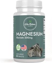 Magnesio Glycinate 200 mg TENIDO Gluten Gratis TENIDO Non-GMO TENIDO 60 Tablas por Via Natura Organics