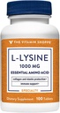 La Vitamina Shoppe L-Lysine 1000MG, Aminoácidos Esenciales, Suplemento de Lip Care, apoya la producción de colagen &amp; Elastin, una vez al día (100 Tablets)