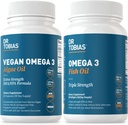 Dr. Tobias Vegan Omega 3 Algae Oil y Omega 3 Fish Oil, 2 Opciones para el soporte integral de ácido graso, no GMO