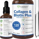 Collagen líquido " Biotina líquida con bioperina para absorción mejorada - 10000mcg Collagen líquido " 5000mcg líquido de biotina - Collagen líquido para mujeres -4 meses de suministro de biotina y suplementos de colágeno