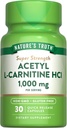 Nature's Truth Acetyl L-Carnitine 1000mg | 30 Capsules | Super Strength | Non-GMO & Gluten Free ALCAR Supplement