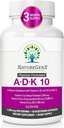 ADK10 – ADK Vitamin Supplement | High Potency Vitamins A, D3 (10,000 IU) & K2 MK-7 for Bone, Heart & Immune Health | 90 Tiny Capsules | 3 Month Supply | Non-GMO, Gluten Free