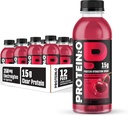 Bebida de hidratación Protein2o - 2-en-1 Liquid Clear Whey Protein Isolate and Electrolyte Drink - 15g Protein, Vitaminas B5, B6 - Recuperación de Post-Workout - 16.9 Fl Oz - 12 Conde Wild Cherry