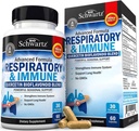 Respiratory &amp; Immune Lung Support Suplemento con Quercetina, Vitamina D & Cordyceps, ayuda a calmar los tejidos respiratorios mientras que la extracción de moco, vitaminas de salud pulmonar para hombres y mujeres, 60 cápsulas