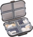 Organizador de píldoras de viaje pequeños 8 compartimentos de presión Caja de tenedor de píldoras - Portable Medicine Container Case - Daily Weekly Medication Organizer