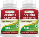 Mejores Naturales L-Arginina NO Booster Triple Fuerza 1300 mg Servir 120 Veg Capsules (120 Cuenta (Pack of 2))