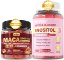 NEVISS Sugar Gratis 1Pack Maca Root Mangas llenas &amp; 2Pack Myo-Inositol &amp; D-Chiro Inositol Gummies