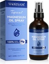 Aceite de magnesio puro, aceite de magnesio orgánico 100% natural, spray de magnesio para pies, fácil de usar y absorción, 4,0 fl oz
