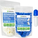 XPRS Nutra Tamaño 1 Gelatina Cápsulas separadas- 1000 Conde Cápsulas de Píldora vacía Separadas en Bolsas- Píldoras vacías para relleno de suplementos DIY (Blue/White)