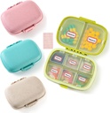 4 Pack Travel Pill Organizer, 8 Compartments Small Pill Box, Portable Daily Pill Case for Medicine, Vitamina, Supplement Storage, Compact Pill Container for Pocket, Purse, Travel, Office, Home Use
