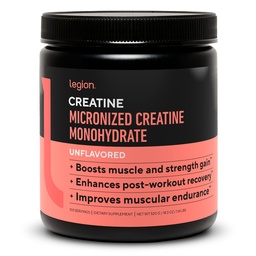 LEGION Micronized Creatine Monohydrate Suplemento - Clean Creatine Powder for Muscle Gain ' Post Workout Recovery - Micronized Creatine Supplement for Maximum Absorption (100 Servings, Unflavored)