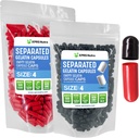 XPRS Nutra Gelatin Tamaño 4 cápsulas separadas - 500 cuenta pequeñas cápsulas vacías Separadas en bolsas - DIY tapas de píldoras ajustables - Tamaño 4 Gel Do-It-youself Vitamina y relleno de suplementos (Black/Red)