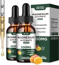 Magnesium Glycinate Liquid Drops Supplement, with Magnesium Glycinate 500mg Ashwagandha, L - Theanine, Chamomile -Support Stress Relief, Bone, Muscle, Mood Mango Flavor 2Pack
