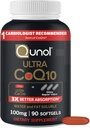 Qunol Ultra CoQ10 100mg Softgels- 3x Mejor Absorción, Antioxidante para la salud del corazón y la producción de energía, Coenzyme Q10 Vitaminas y Suplementos, 3 Month Supply, 90 Cuenta