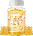 Calcium Magnesium Zinc Gummies with Vitamin D3 & K2 - High Potency Enhanced Absorption -60 Orange Gummies Flavored