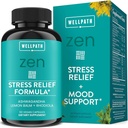 WellPath Zen Stress Relief Supplement + Mood Support Silencio, Estrés &amp; Energy Support Silencio Ashwagandha Root, Rhodiola Rosea, L-Theanine, Lemon Balm ← Herbal Capsules, 60 Ct