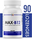 Stop Aging Now - MAX-B12 Lozenges 1000 MCG - Vitamina B12 1000mcg - Apoyo Inmunitario, Energía Natural y Apoyo al Cerebro Suplemento - Apoyos Regulación del Alivio del Estrés - Asistencia Natural para el sueño - 90 Lozenges