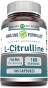 Amazing Formulas L-Citrulline Suplemento TEN 750 Mg Por Serving TEN 180 Capsules Silencio No-GMO ANTE Gluten-Free TEN Made in USA