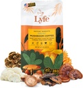 LYFE Organic Instant Decaf Mushroom Coffee – Lion’s Mane, Chaga, Cordyceps, Turquía Tail  USA Grown Adaptogenic Mushrooms for Better Energy, Focus, Gut Health, Immunity – 40 Servings