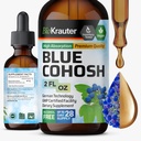 BIO KRAUTER® Menopause Supplements for Women* - Blue Cohosh Tincture 2 Fl.Oz 28 Days of Supply - Vegan Blue Cohosh Extract for Menopause Support - Alcohol &amp; Sugar Free - Relaxation &amp; Women's Wellness