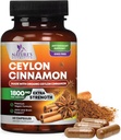 Orgánica Ceillón Cinnamon Suplemento 1800mg - Certified Organic Ceylon Canela Powder Pills - Energía & Corazón de Soporte para Mujeres &amp; Hombres, Botellado en EE.UU., Antioxidante, Gluten Gratis, No GMO - 60 cápsulas