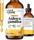 Wild & Organic Ashwagandha Drops - Mood Support Supplement w/Ashwagandha Root Extract - Liquid Drops for Calm Mind - Relaxation Supplements - Sugar & Alcohol-Free - 4 fl oz