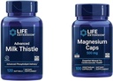 Extensión de la vida Advanced Milk Thistle 120 Softgels y Magnesium 500mg cápsulas para la salud del hígado, soporte de desintoxicación, salud cardíaca y huesos saludables