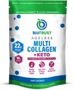 BioTrust Multi Collagen Protein Powder + Keto MCT Oil – 5 Tipos (I, II, III, V, X) & 100% Ácido C8 Caprílico - Soporte Ketones Elevados, Metabolismo, Juntas &amp; Belleza Todo en 1 Colágeno Polvo (Sin sabor)