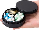 Pill Box 3 Compartment - Caja de Píldora de Metales para Pocket o Purse, Medicina A prueba de Agua Portátil Organizador Titular Contenedor diario para Medicación, Vitamina, Aceite de Pez