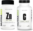 NutraBio Zinc Chelate y Vitamina C con Rose HIPS Suplemento Bundle – Vitamina Suplemento Bundle Mayo Ayuda con Antioxidante y Apoyo Inmunitario, y Salud y Bienestar Global