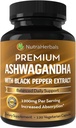 Suplemento de Ashwagandha Hecho con la prima Ashwaganda Root Powder 1200mg con Black Pepper Extracto para aumentar la absorción - 120 cápsulas de Vegi