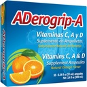 Aderogripa Immune Support Vitaminas C, A &amp; D ← Liquid Supplement TEN 10 Natural Orange Flavor Ampoules ← Boost Your Immune System TEN Box of 10 x 10ml Ampoules ← Suplemento en Ampolletas