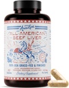 All American Beef Liver Capsules  100% USA Grass Fed Pasture Raised ← No GMO, Hormona Gratis ← Inmunity, Digestion, Energy, w/Vitamin A, Natural Heme Iron, B-12 ← Freeze Dried (180ct, 3000mg)