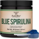 Blue Spirulina Powder - Maximum 35% Phycocyanin Content, Superfood Powder de Alga Azul-Green, Mixes en Smoothies y Bebidas Proteínas, Plant Food Coloring (One Month Supply) por Double Wood
