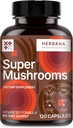 Super Mushrooms 8-in1 120 Capsules - Cerebro Booster & Immune Support Drops - Reishi, Lion`s Mane, Cordyceps, Chaga, Mitake, Turquía Tails, Shiitake, Agaricus - High Potency Extract