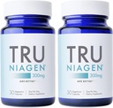 TRU NIAGEN Patented NAD Supplement for Anti Aging and Cell Regeneration, 300mg Niagen, 30 Servings ← Soportes Cellular Energy, Brain, Muscle ← Nicotinamide Riboside (NR) Take 1 Daily TEN 2 Botellas