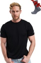 Camiseta Merino Wool para Hombre – Camiseta térmica ligera + Calcetines (pequeña, tinta negra)