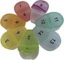 14 Day/2 Week Pill Organizer - Flower Shaped Weekly Pill Box with 14 Compartments (1-14 Numbered) Silencio 7 Color-Coded Petals for Medication Storage ← Portable Travel Pill Case for Home &amp; Outdoor Use