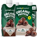 Puramente Inspirado Listo para beber afeitado de proteína orgánica, Chocolate decadente (12 Pack) - Bebidas de proteínas nutricionales basadas en plantas - Zero-Sugar &amp; Gluten-Free Meal Replacement Drink Liquid Protein