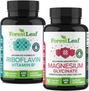 ForestLeaf Riboflavin &amp; Magnesium Migraine Suplemento - Riboflavin 400mg para Headache Relief - Ultimate Magnesium Glycinate Bundle con B2 Vitamin 400mg para Headache Migraine Relief Capsules
